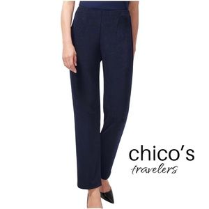Chico’s Travelers No Tummy Wrinkle Free Navy Blue Pants Sz 2R 12/14 India Ink
